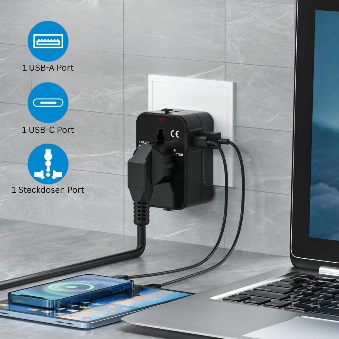 Multifunktionaler Universal - Reiseadapter für einfaches Reisen