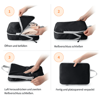 Platzsparendes 3-teiliges Kompressionstaschen Set für mehr Stauraum