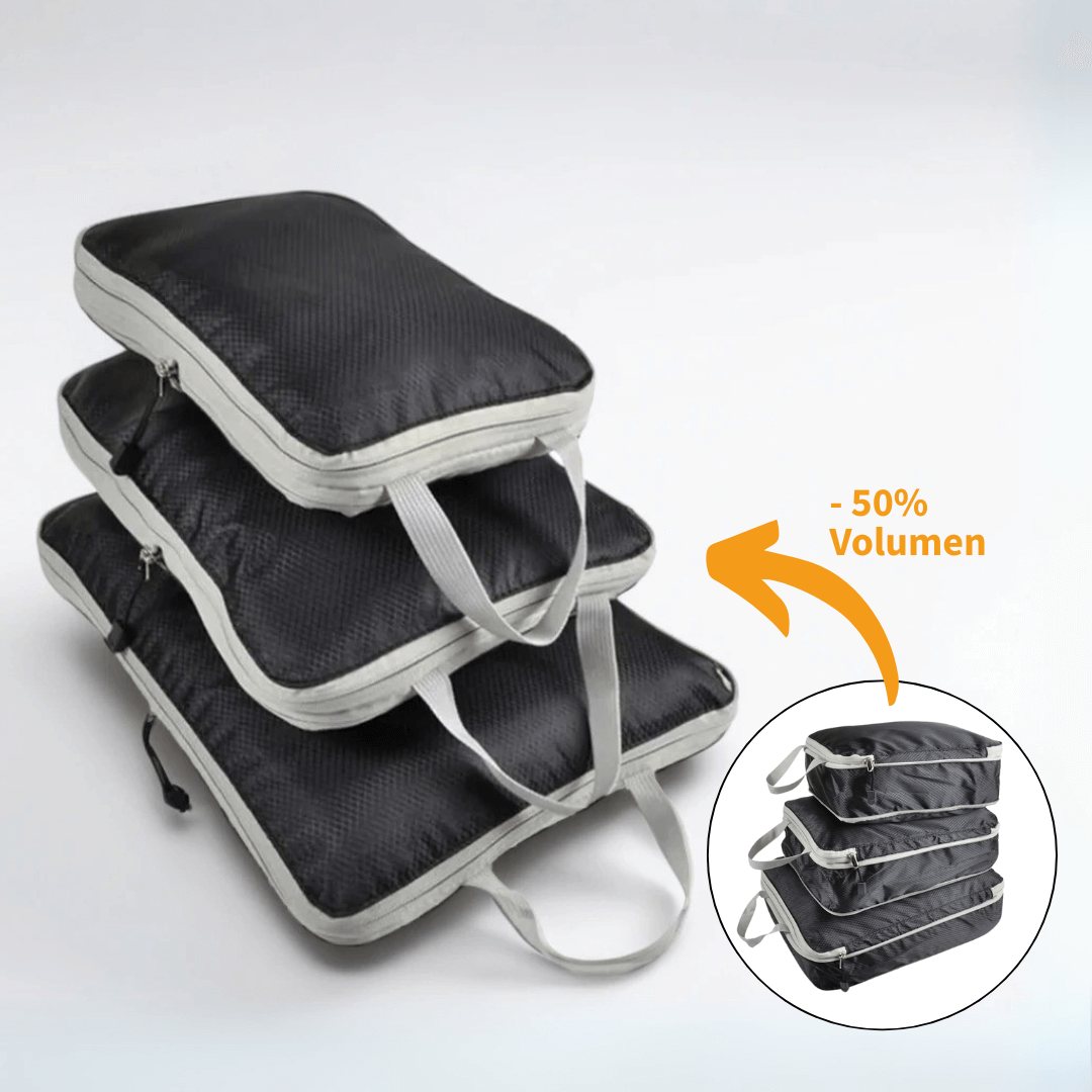 Platzsparendes 3-teiliges Kompressionstaschen Set für mehr Stauraum