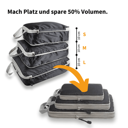 Platzsparendes 3-teiliges Kompressionstaschen Set für mehr Stauraum